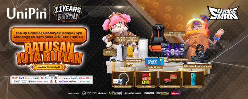 #11yearswithU – Promo Anniversary Berhadiah Ratusan Juta Rupiah Menantimu! Top up Candies di UniPin Sekarang Juga!